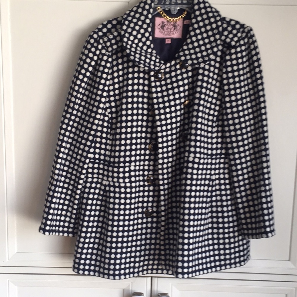 Navy blue and white dotted juicy could tour jacket
